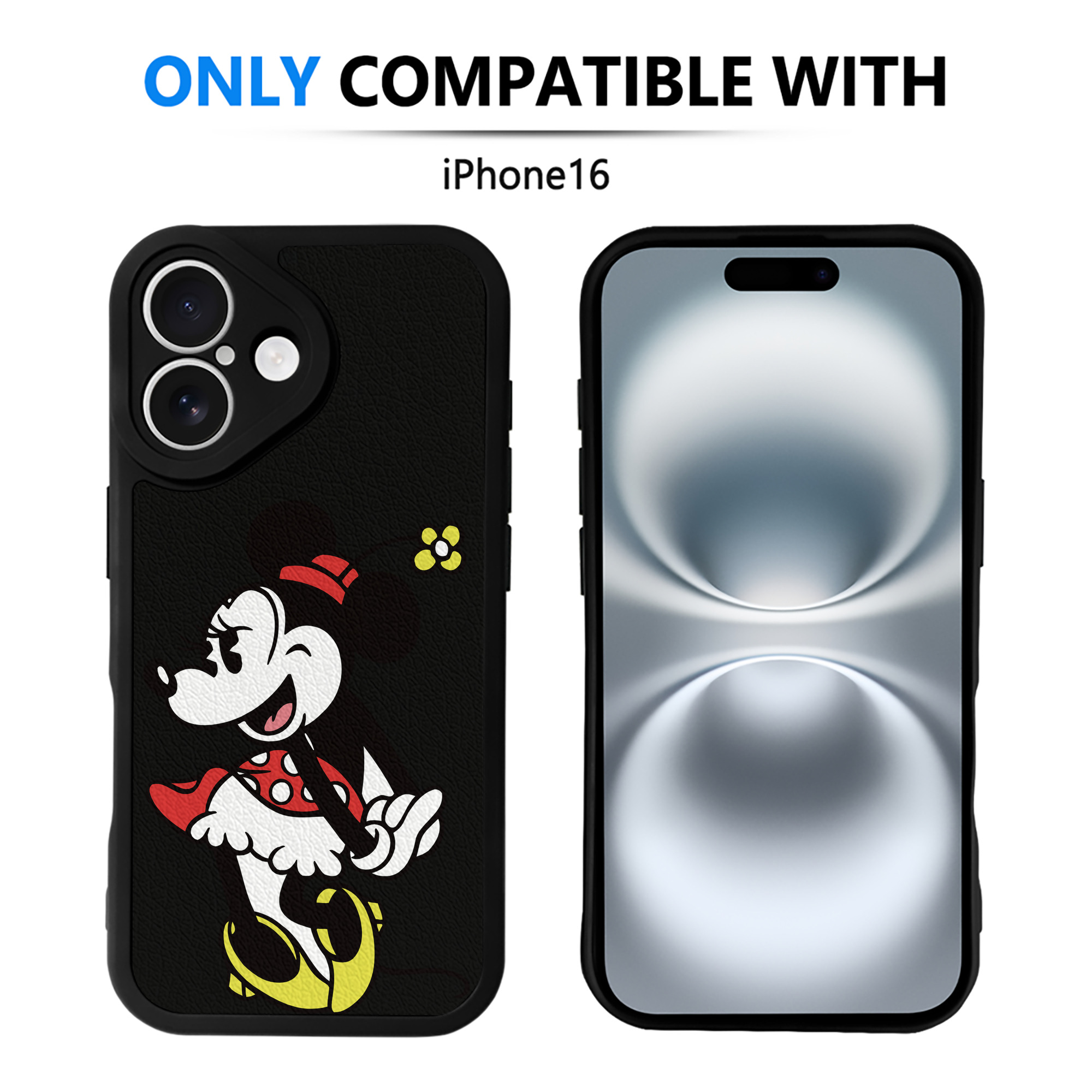 （画像用） ミッキーマウス Mickey Mouse 【iPhone 16シリーズ対応】シリコンスマホケース（レザー調） 材質：シリコン